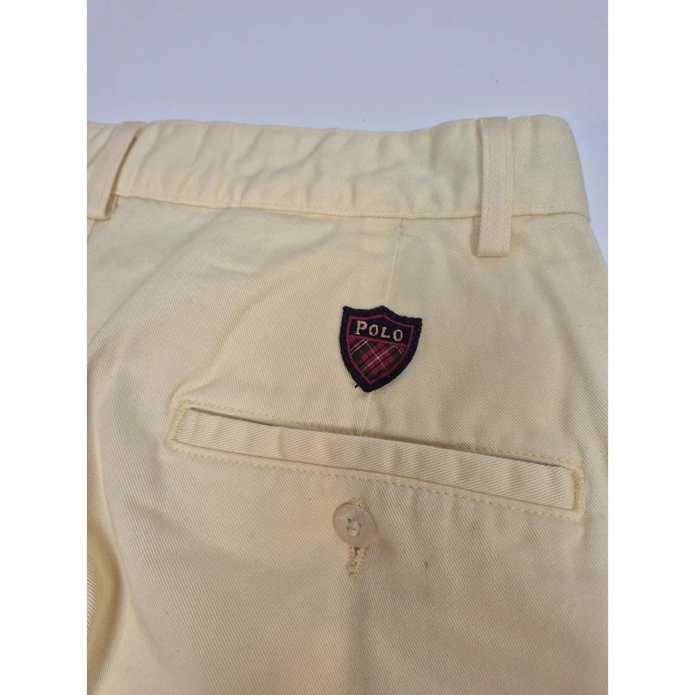 Polo Ralph Lauren Classic Golf Pants Mens 34x28 Yellow Pleated Chino USA FLAW